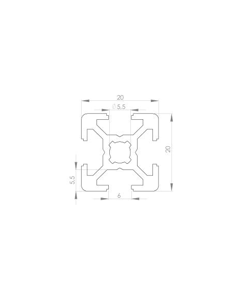 Aluminium profile 20x20 slot 6 mm | EASI-Spare