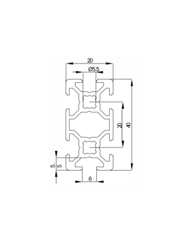 Aluminium profile 20x40 with groove of 6 mm | EASI-Spare