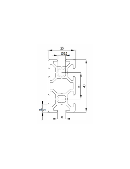 Aluminium profile 20x40 with groove of 6 mm | EASI-Spare