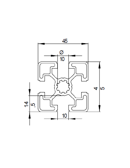 Aluminium profile 45x45L 10 mm groove | EASI-Spare