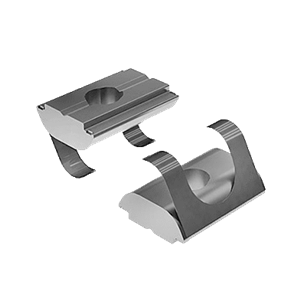 Roll-in T-slot nut with spring leaf